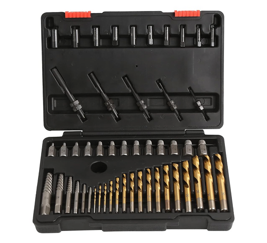 SharCreatives 55-Piece Master Screw Extractor Drill Bit & Guide set, Broken bolt extractor set, Multi-spline Extractors & Drill Bits for Removing Stripped, Frozen, Rusted, Roundoff Bolts, Screws, Pins