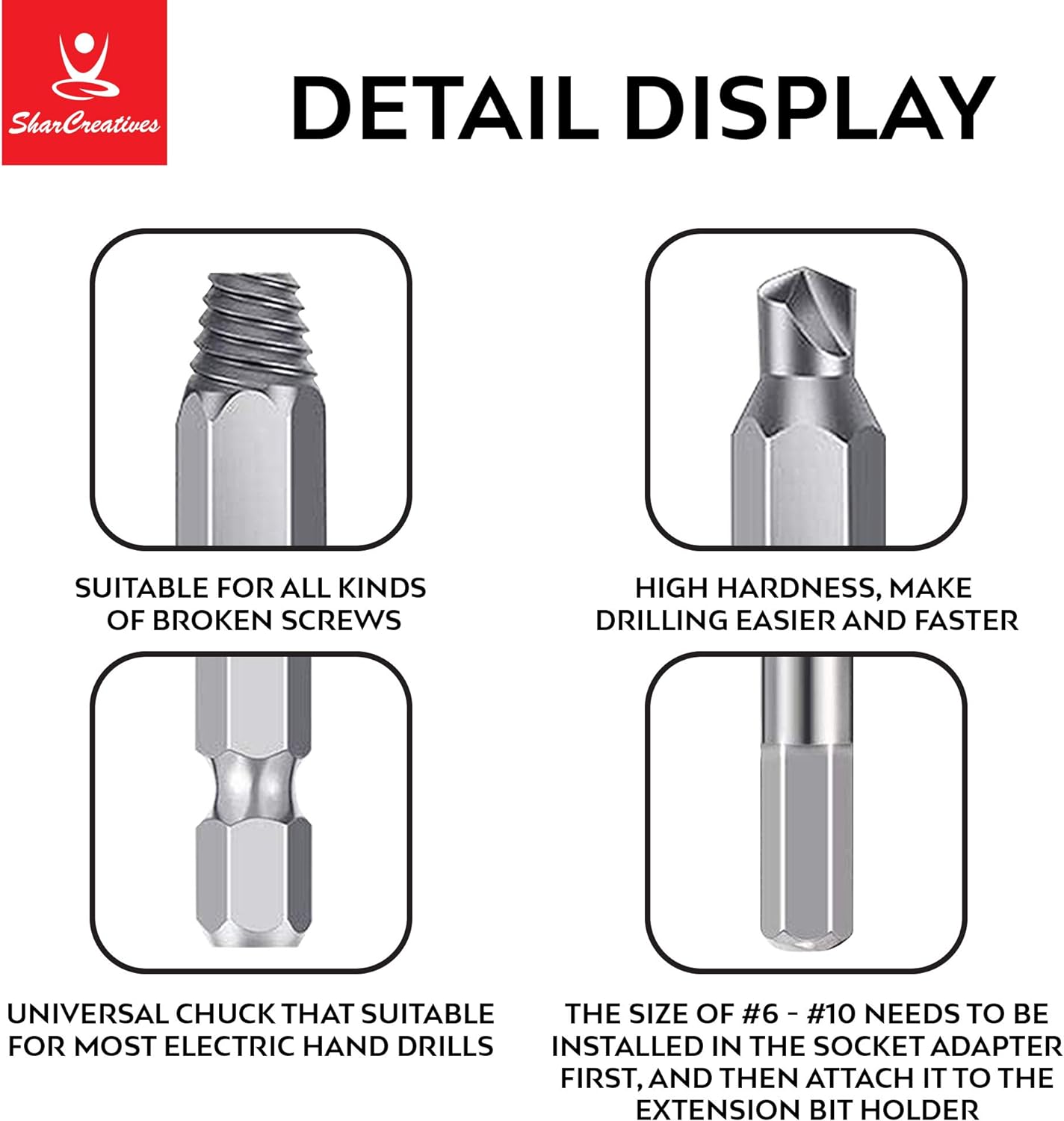 SharCreatives 22 Pieces Screw Extractor Set with Socket Adapter and Magnetic Extension Drill Bit Holder for removing Damaged Screws and Broken Bolts